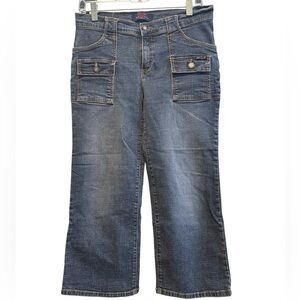 C’est Toi Women’s Denim Button Flap Pockets Capri Pants | Size 15/16